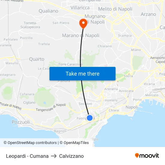 Leopardi - Cumana to Calvizzano map