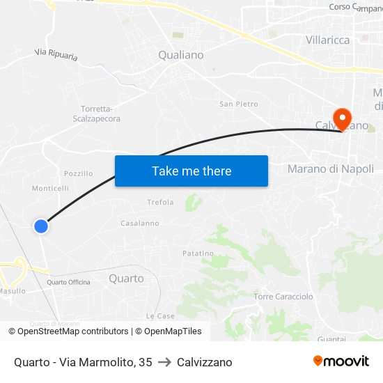 Quarto - Via Marmolito, 35 to Calvizzano map