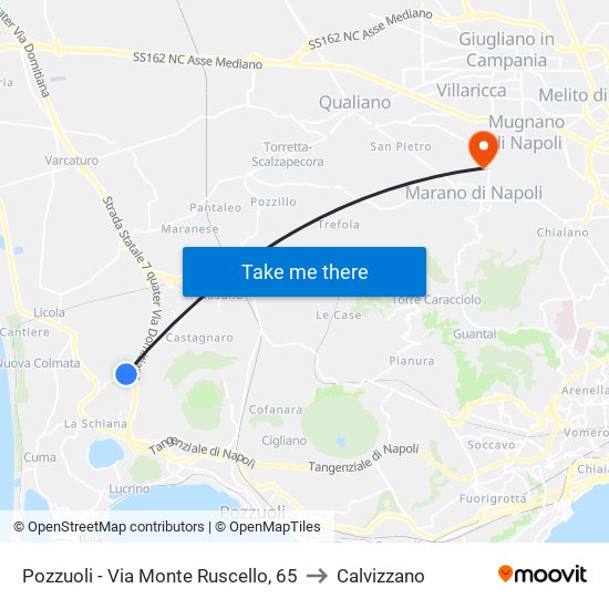 Pozzuoli - Via Monte Ruscello, 65 to Calvizzano map