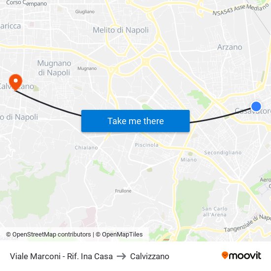 Viale Marconi - Rif. Ina Casa to Calvizzano map