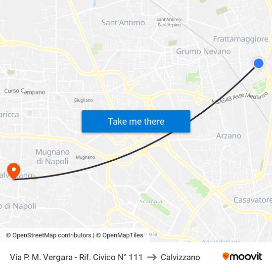 Via P. M. Vergara - Rif. Civico N° 111 to Calvizzano map