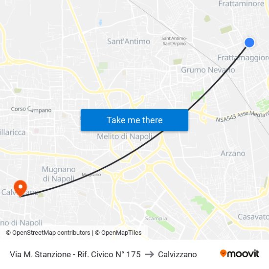 Via M. Stanzione - Rif. Civico N° 175 to Calvizzano map