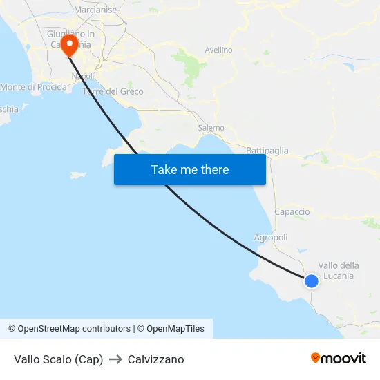 Vallo Scalo (Cap) to Calvizzano map