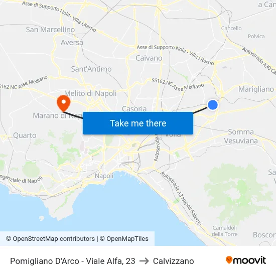 Pomigliano D'Arco - Viale Alfa, 23 to Calvizzano map