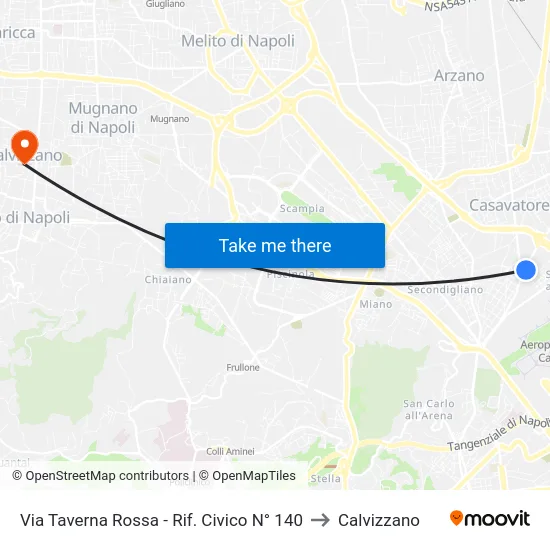 Via Taverna Rossa - Rif. Civico N° 140 to Calvizzano map