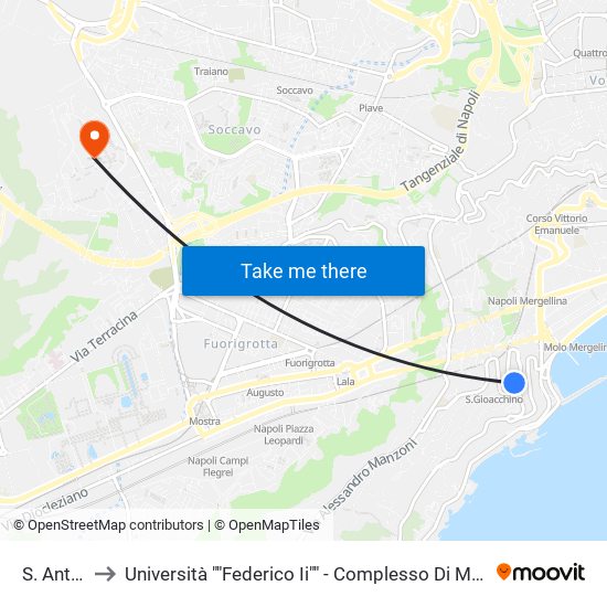 S. Antonio to Università ""Federico Ii"" - Complesso Di Monte Sant'Angelo map