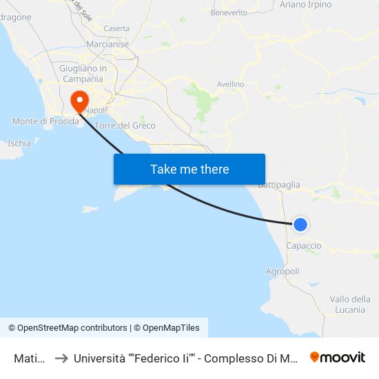 Matinella to Università ""Federico Ii"" - Complesso Di Monte Sant'Angelo map