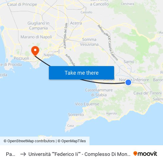 Pagani to Università ""Federico Ii"" - Complesso Di Monte Sant'Angelo map