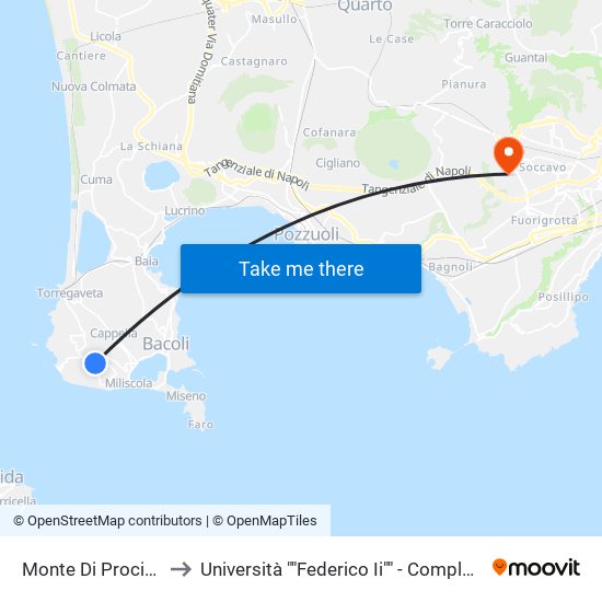 Monte Di Procida - Capolinea to Università ""Federico Ii"" - Complesso Di Monte Sant'Angelo map