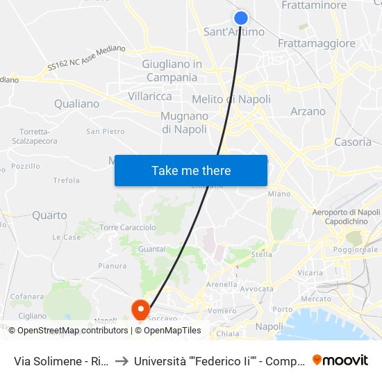 Via Solimene 167 to Università ""Federico Ii"" - Complesso Di Monte Sant'Angelo map