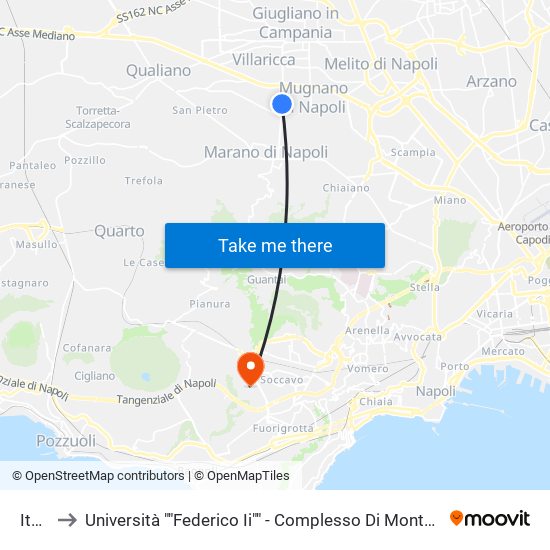Italia to Università ""Federico Ii"" - Complesso Di Monte Sant'Angelo map