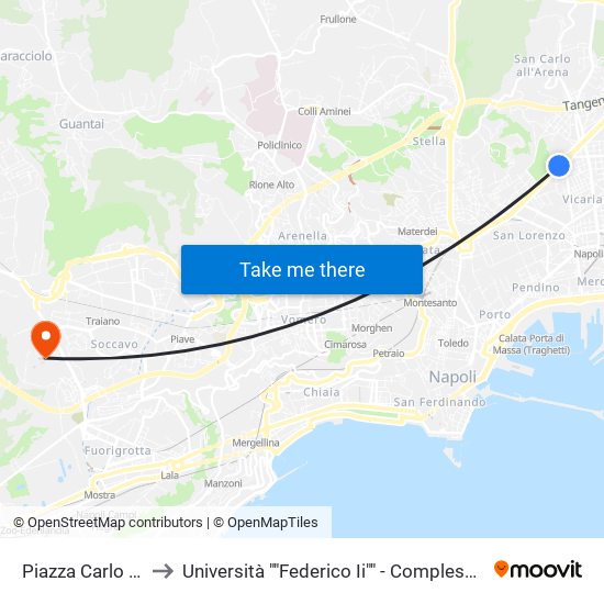 Piazza Carlo III - Alifana to Università ""Federico Ii"" - Complesso Di Monte Sant'Angelo map