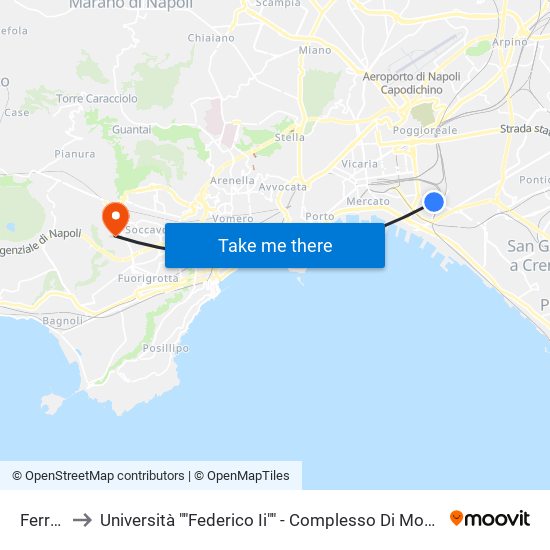 Ferraris to Università ""Federico Ii"" - Complesso Di Monte Sant'Angelo map
