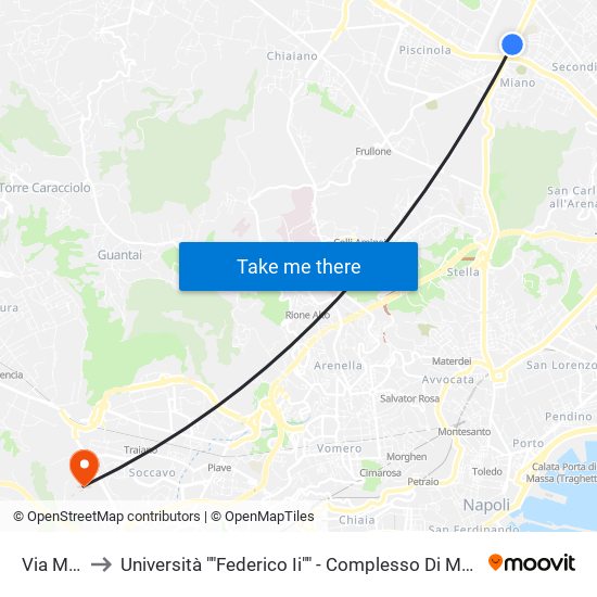 Via Miano to Università ""Federico Ii"" - Complesso Di Monte Sant'Angelo map
