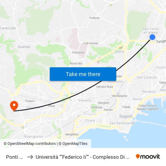 Ponti Rossi to Università ""Federico Ii"" - Complesso Di Monte Sant'Angelo map