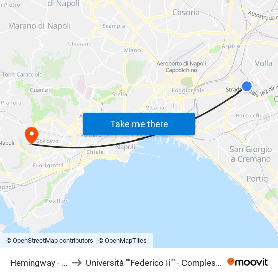 Hemingway - F.Lli Grimm to Università ""Federico Ii"" - Complesso Di Monte Sant'Angelo map