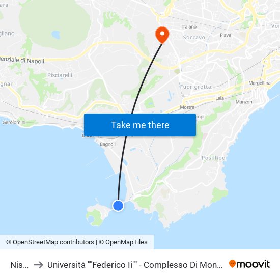 Nisida to Università ""Federico Ii"" - Complesso Di Monte Sant'Angelo map