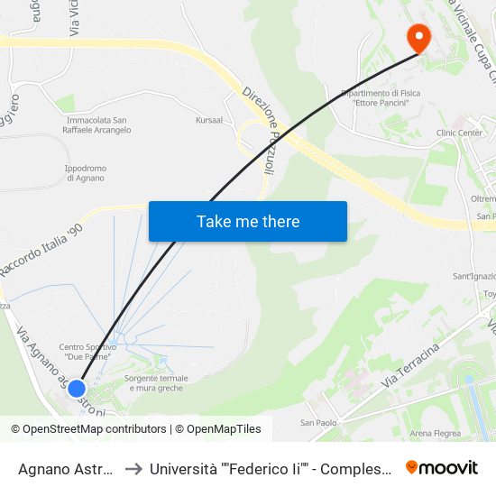 Agnano Astroni - Terme to Università ""Federico Ii"" - Complesso Di Monte Sant'Angelo map