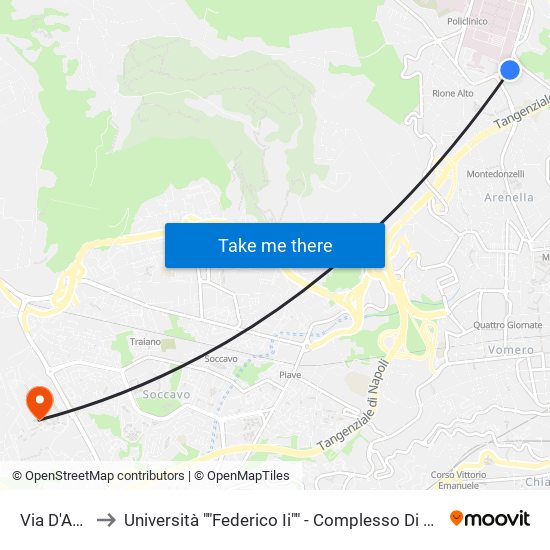 Via D'Antona to Università ""Federico Ii"" - Complesso Di Monte Sant'Angelo map