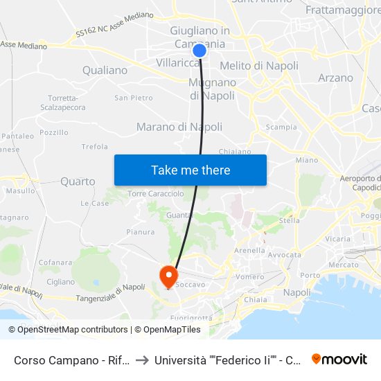 Corso Campano - Rif. Di Fronte Civico N° 210 to Università ""Federico Ii"" - Complesso Di Monte Sant'Angelo map