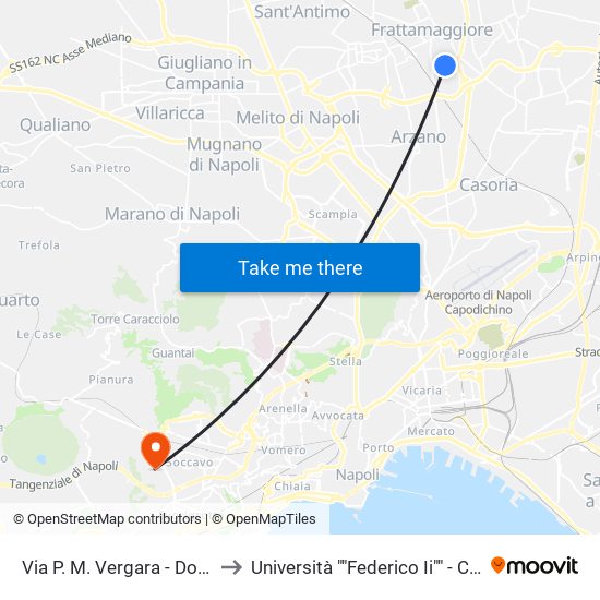Via P. M. Vergara - Dopo Incrocio Con Via Milano to Università ""Federico Ii"" - Complesso Di Monte Sant'Angelo map