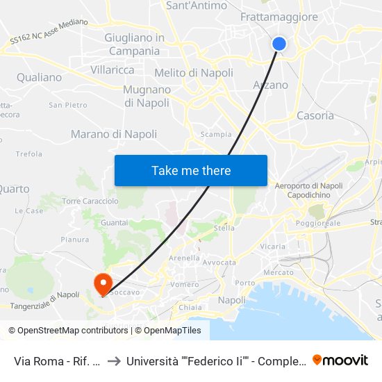 Via Roma - Rif. Civico N° 254 to Università ""Federico Ii"" - Complesso Di Monte Sant'Angelo map