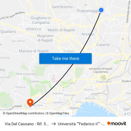 Via Del Cassano - Rif. 50 Mt. Dopo Cisterna Acquedotto to Università ""Federico Ii"" - Complesso Di Monte Sant'Angelo map