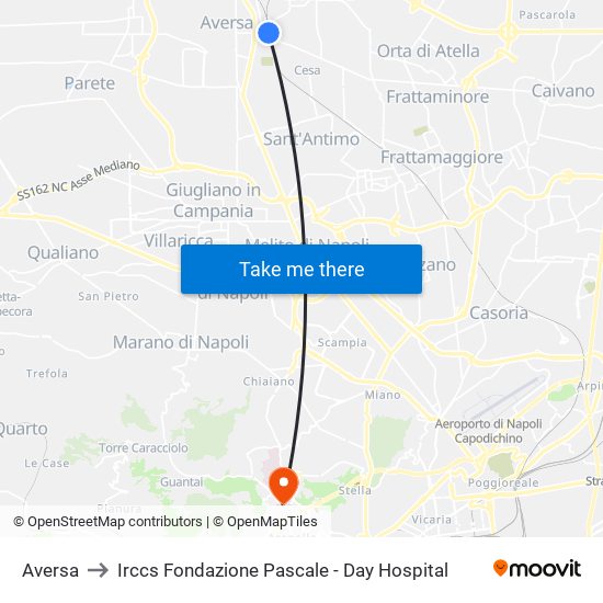 Aversa to Irccs Fondazione Pascale - Day Hospital map