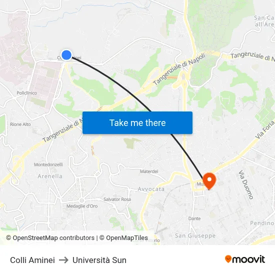 Colli Aminei to Sun University map