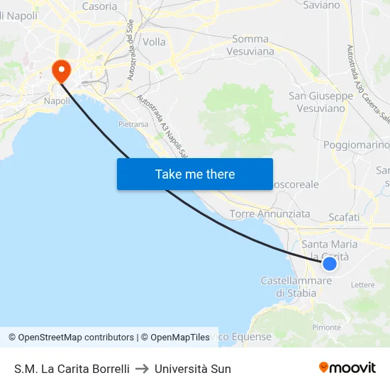 Santa Maria La Carita Borrelli to Sun University map