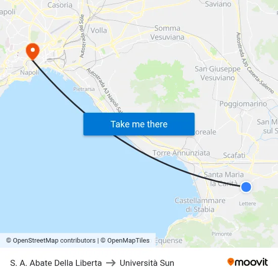 Sant'Antonio Abate Della Liberta to Sun University map