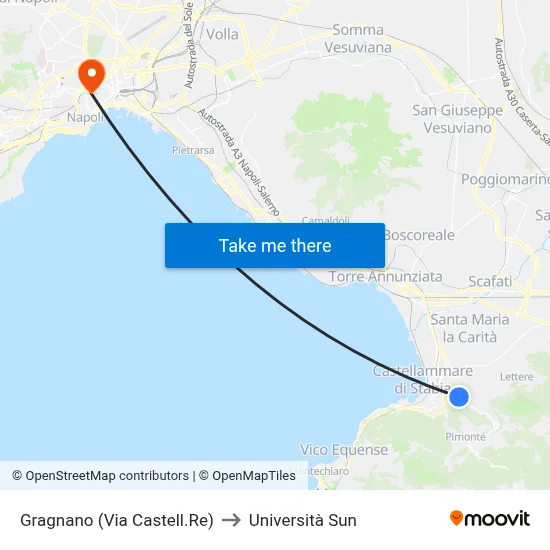 Gragnano (Castellammare Road) to Sun University map