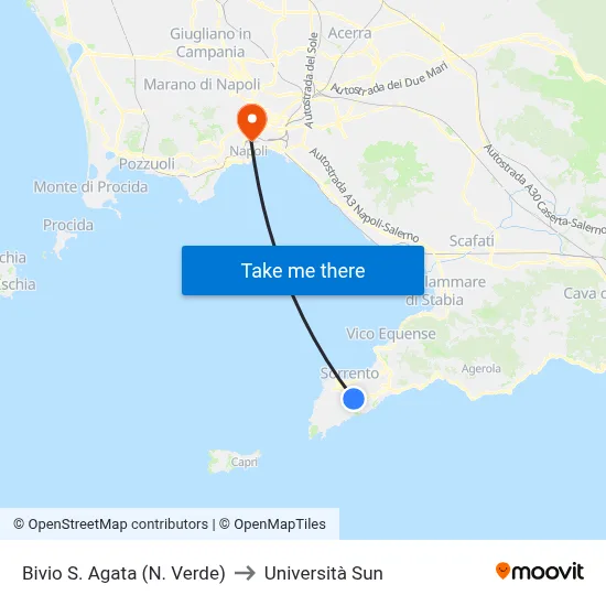 Bivio S. Agata (N. Verde) to Sun University map