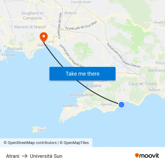 Atrani to Sun University map