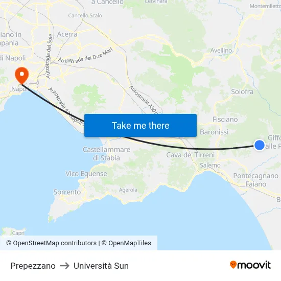 Prepezzano to Sun University map
