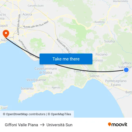 Giffoni Valle Piana to Sun University map