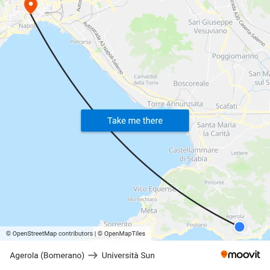 Agerola (Bomerano) to Sun University map