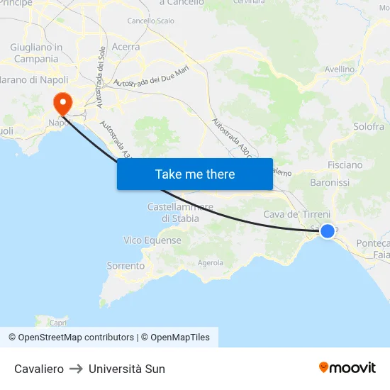 Cavaliero to Sun University map