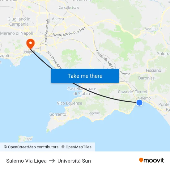Salerno Via Ligea to Sun University map