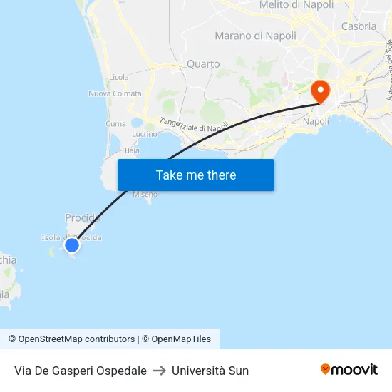Via De Gasperi Hospital to Sun University map