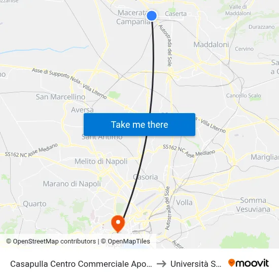 Casapulla Apollo Shopping Center to Sun University map