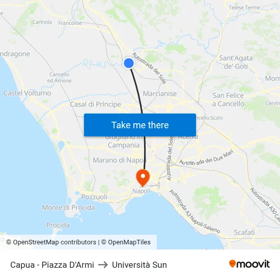 Capua - Piazza D'Armi to Sun University map