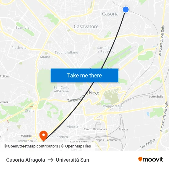 Casoria-Afragola to Sun University map