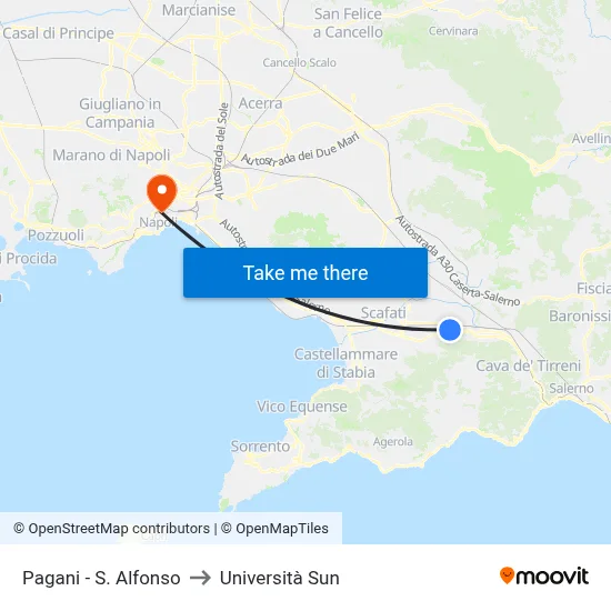 Pagani - St. Alfonso to Sun University map