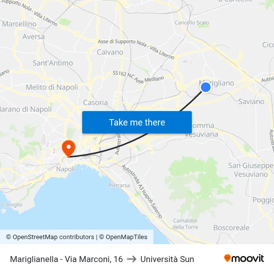Mariglianella - Marconi Street, 16 to Sun University map