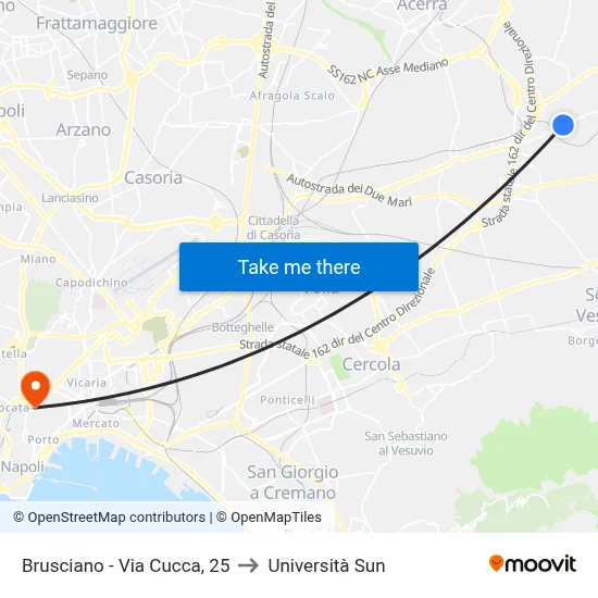 Brusciano - Via Cucca, 25 to Sun University map