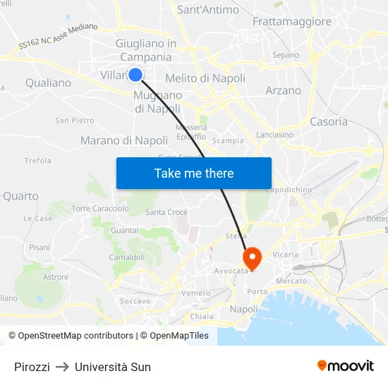 Pirozzi to Sun University map
