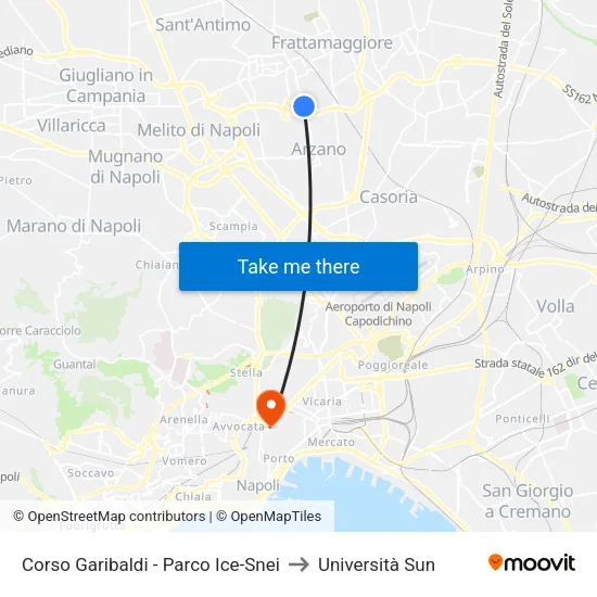 Grumo Nevano - C.So Garibaldi (Parco Ice-Snei) to Sun University map