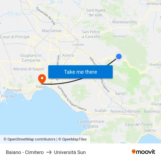 Baiano - Cemetery to Sun University map