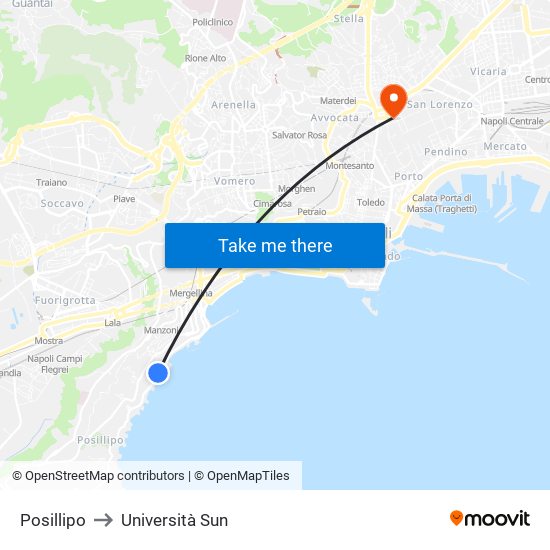 Posillipo to Università Sun map